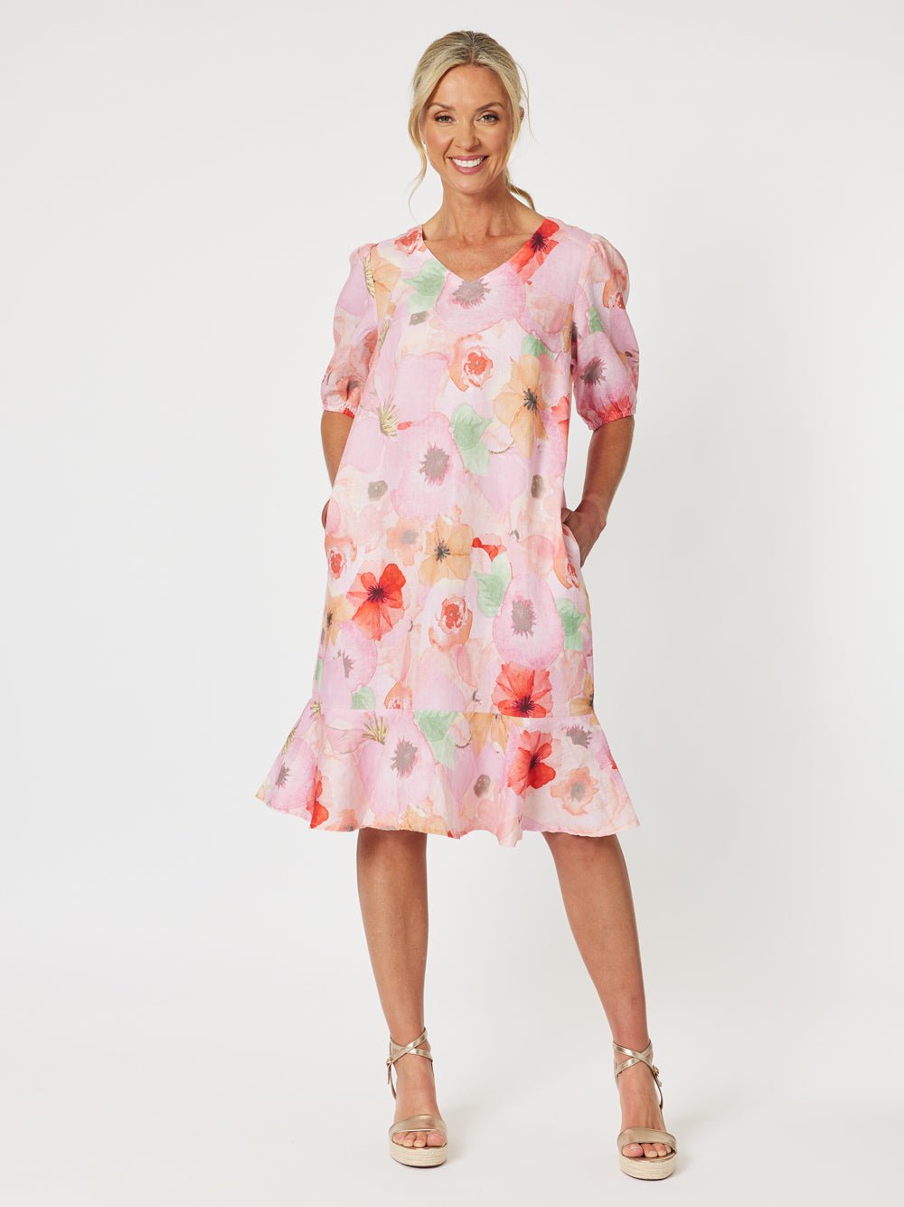 Brighton Floral Pink Poppy Dress - Multi - RC & Co