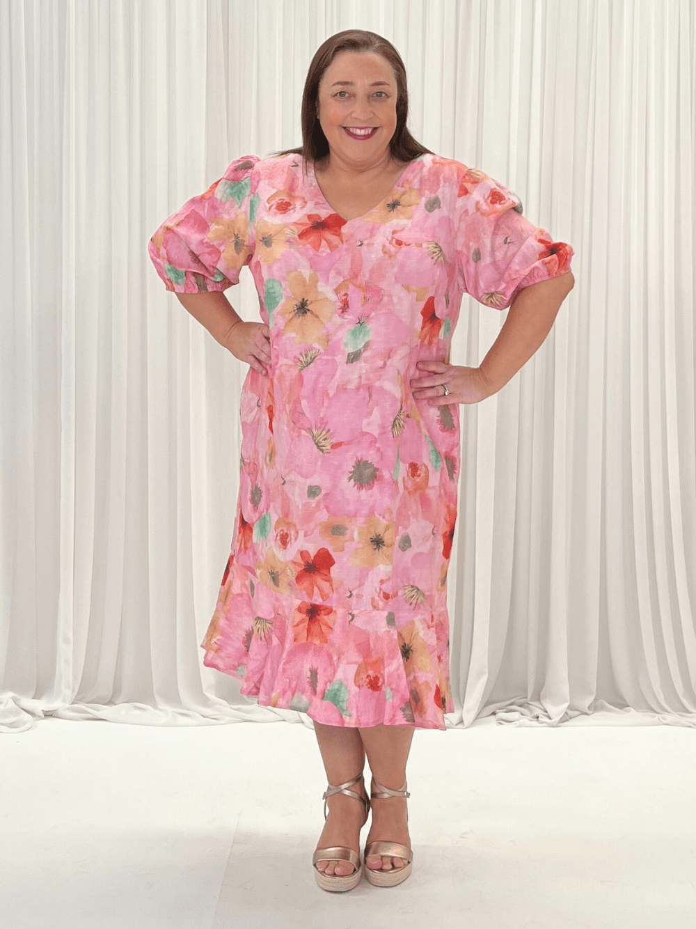 Brighton Floral Pink Poppy Dress - Multi - RC & Co