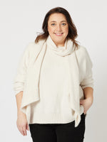 Brooke Spot Knit With Scarf - Natural