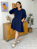 Byron Cotton Dress - Navy