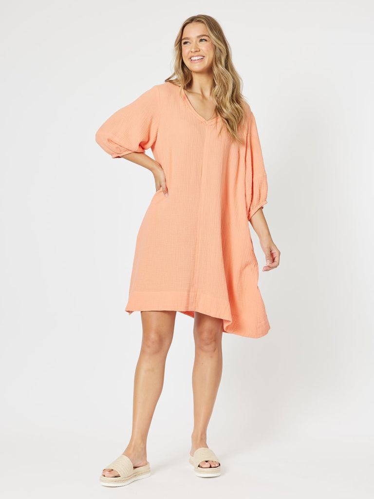 Byron Cotton Dress - Papaya - RC & Co