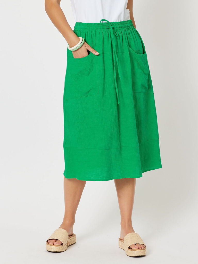 Byron Cotton Skirt - Emerald - RC & Co