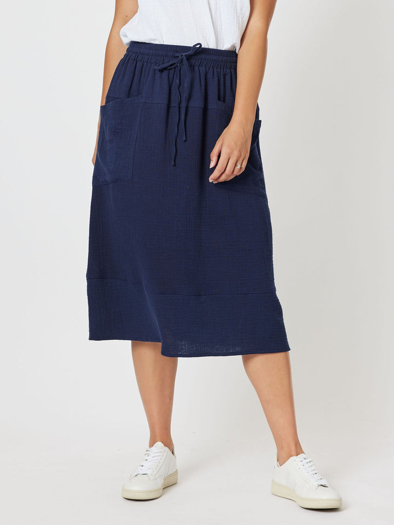 Byron Cotton Skirt - Navy - RC & Co