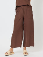 Byron Textured Wide Leg Pant - Chocolate