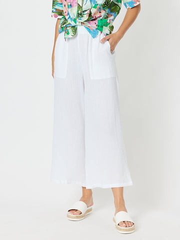 Byron Textured Wide Leg Pant - White - RC & Co