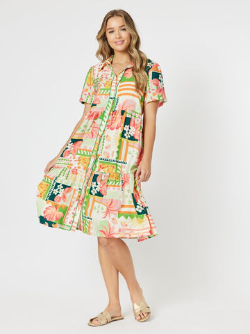 Cancun Button Front Dress - Multi - RC & Co