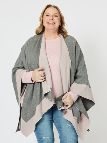 Captivated Reversible Shawl - Grey/Pink - RC & Co