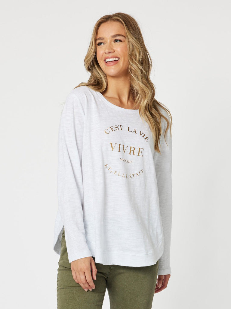 C'est La Vie T-Shirt - White/Rose - RC & Co