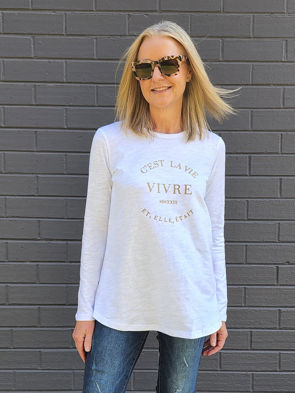 C'est La Vie T-Shirt - White/Rose - RC & Co