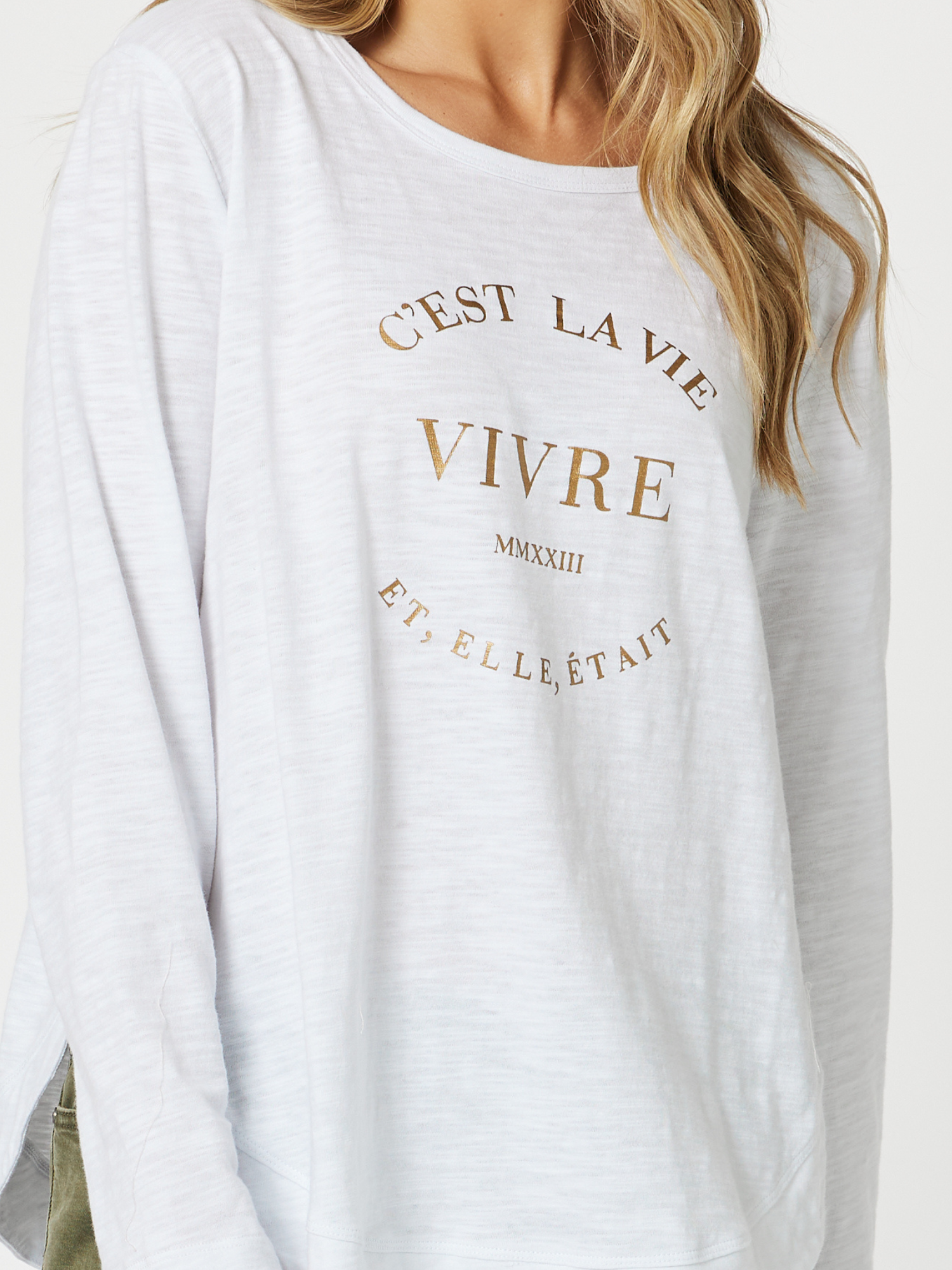 C'est La Vie T-Shirt - White/Rose - RC & Co