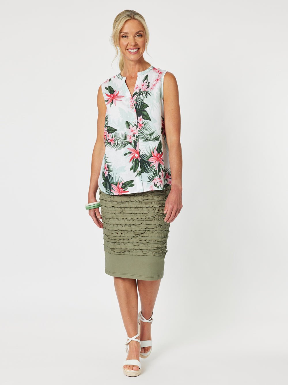 Charlie Stitched Detail Skirt - Khaki - RC & Co