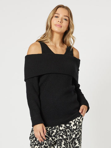 Charlotte Off The Shoulder Jumper - Black - RC & Co