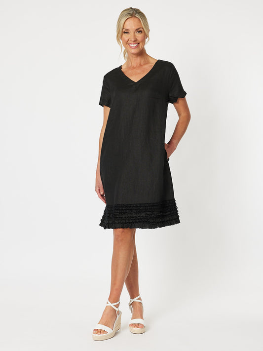 Chic Linen Shift Dress - Black - RC & Co