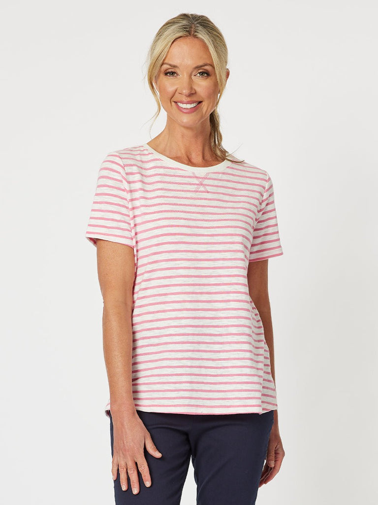 Classic Stripe T-shirt - Coral - RC & Co