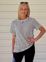 Classic Stripe Print T-shirt - Navy