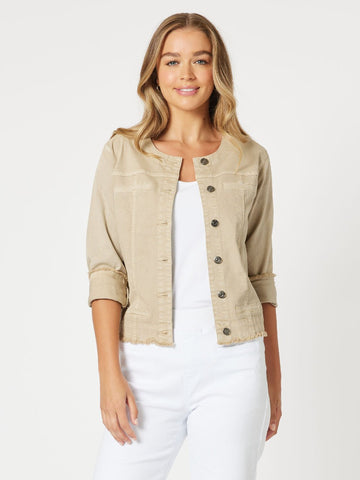 Collarless Denim Jacket - Natural - RC & Co