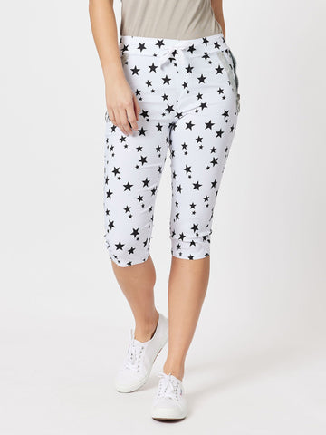 Crushed Star Print Shorts - White - RC & Co