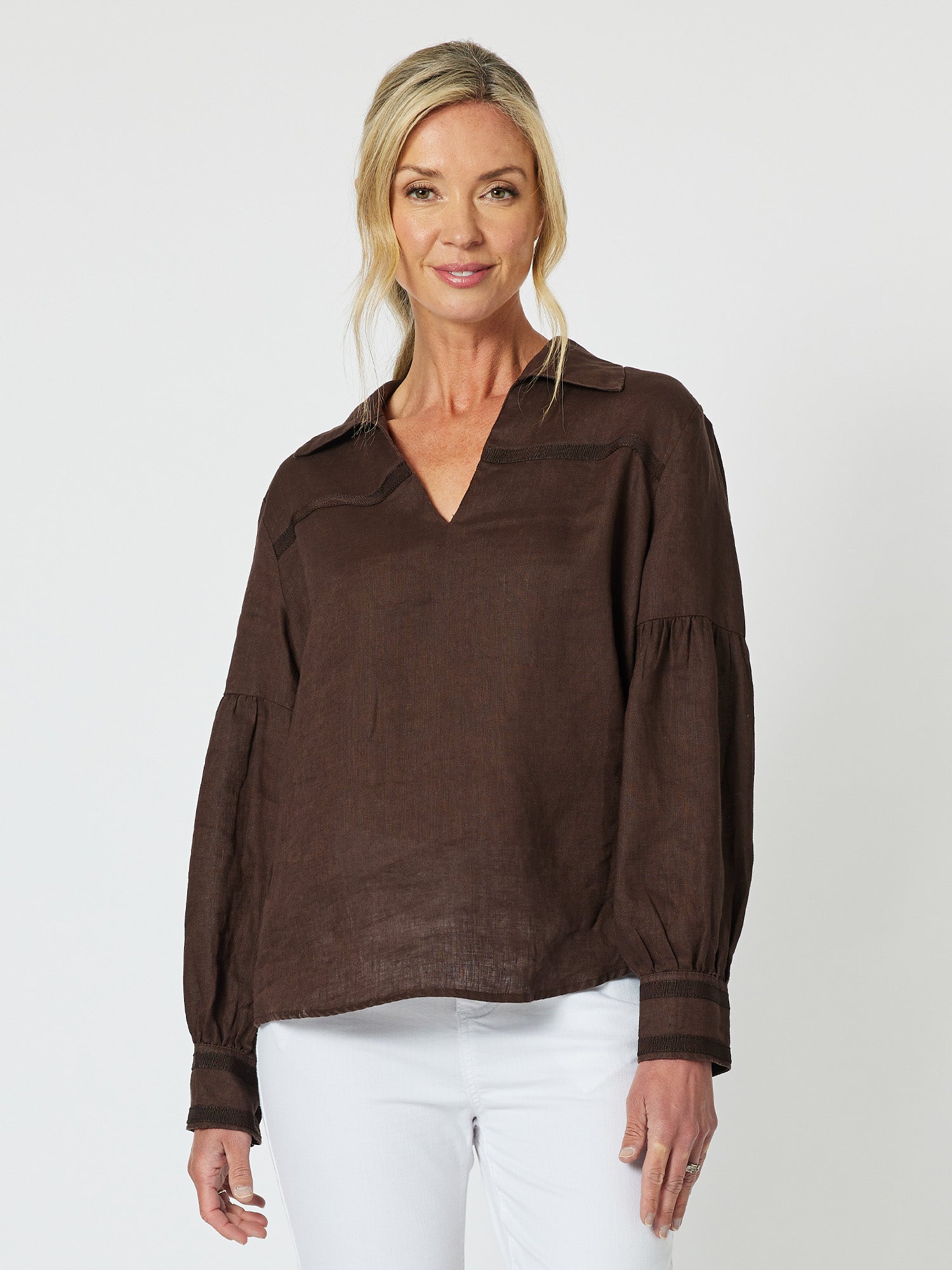 Eliza Linen Shirt - Chocolate - RC & Co