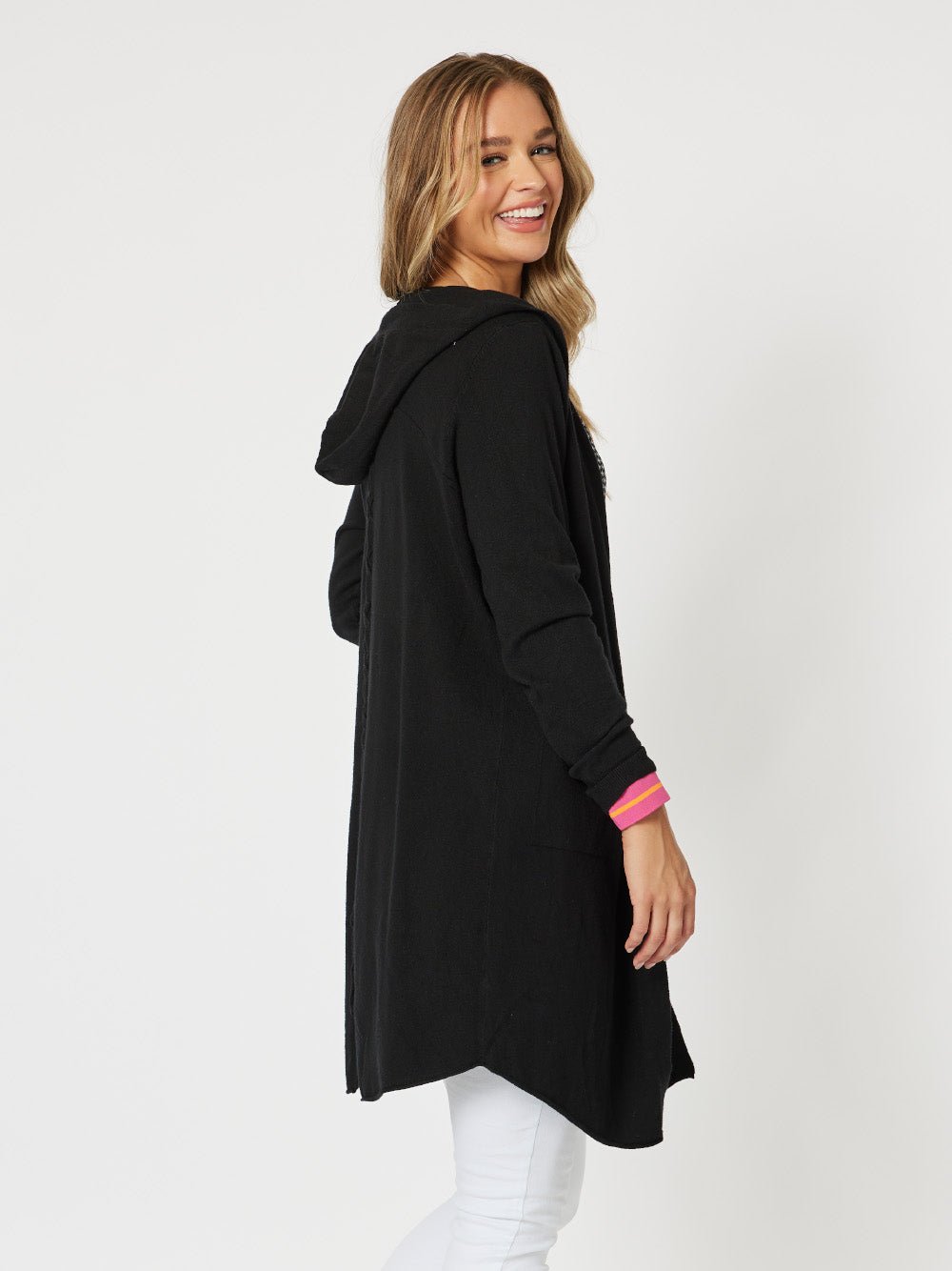 Ella Long Line Cardi - Black - RC & Co