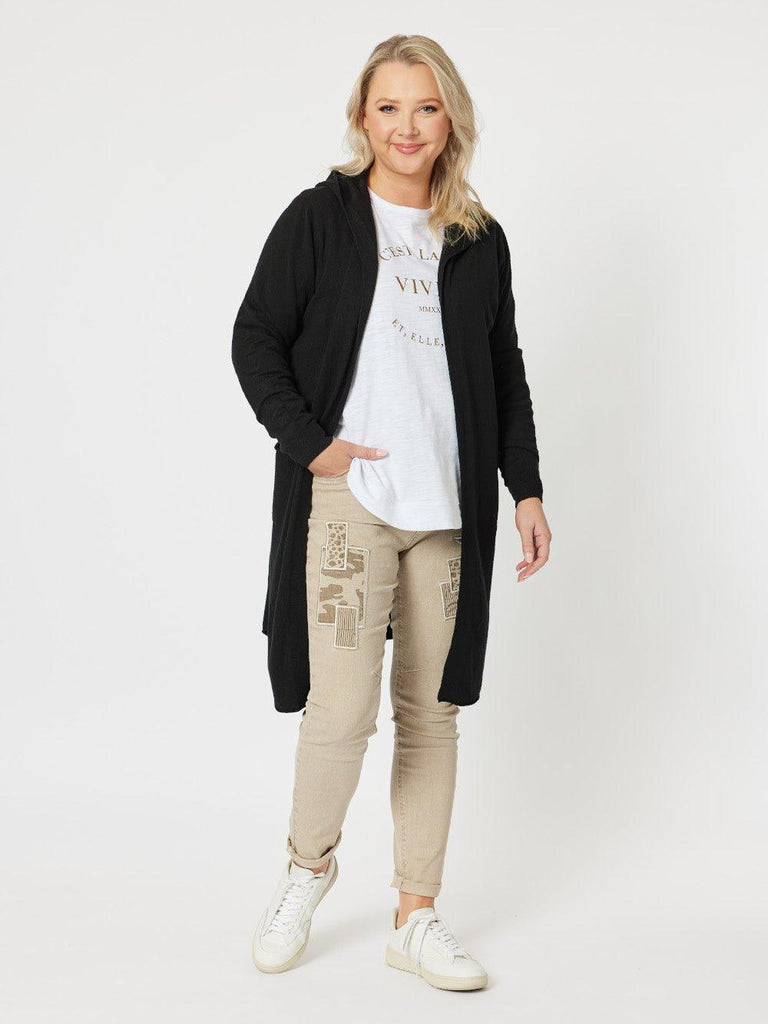 Ella Long Line Cardi - Black - RC & Co