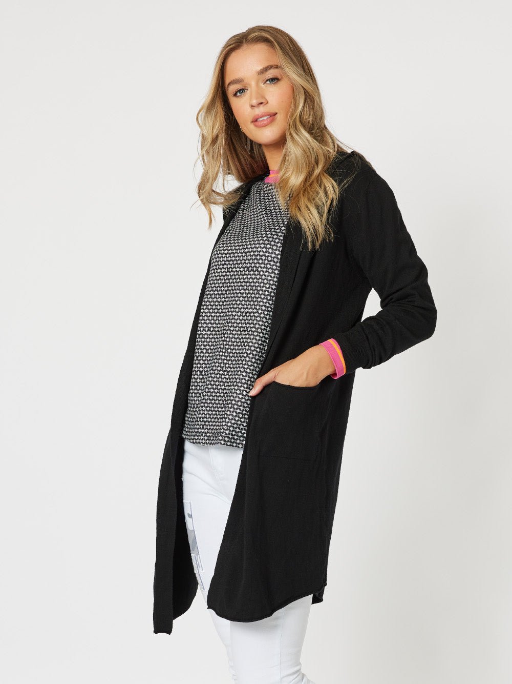 Ella Long Line Cardi - Black - RC & Co