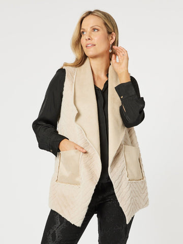 Faux Fur Reversible Vest - Natural - RC & Co