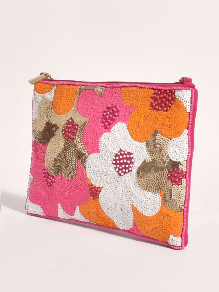 Flower Fold Over Clutch - Gold - RC & Co