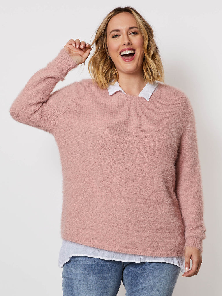 Fluffy Knit Jumper - Rose - RC & Co