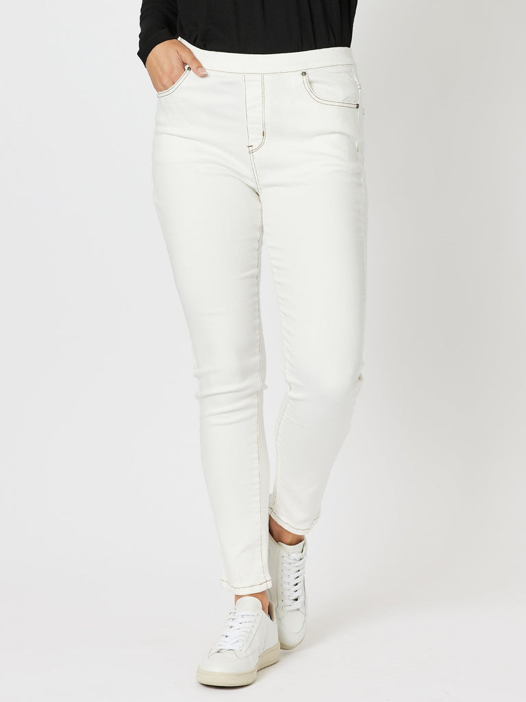 Frankie Pull On Slim Leg Jean - Ivory - RC & Co