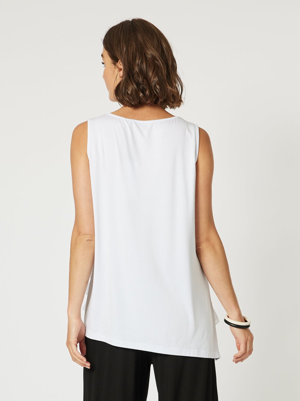 Frilled Hem Sleeveless Top - White - RC & Co