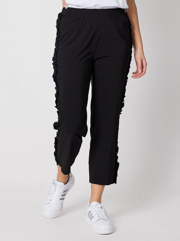 Frilled Side Detail Stretch Pant - Black - RC & Co