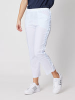 Frilled Side Detail Stretch Pant - White