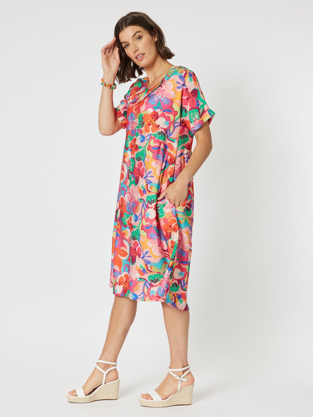 Garden Party Floral Dress - Hot Pink - RC & Co