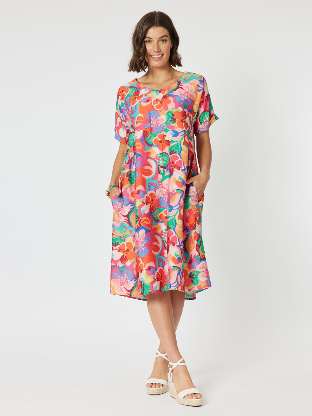 Garden Party Floral Dress - Hot Pink - RC & Co