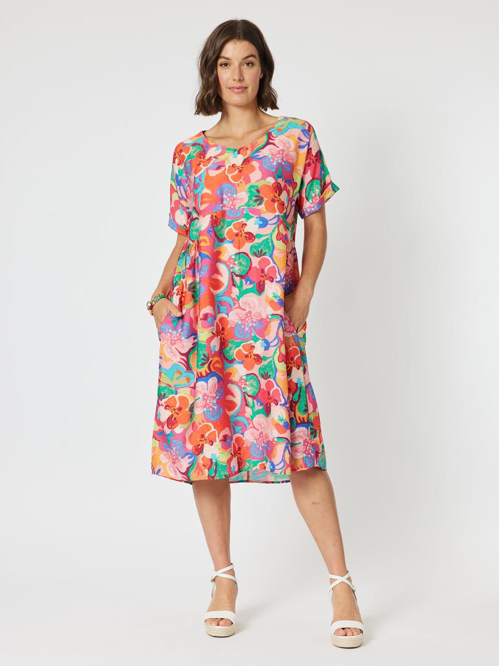 Garden Party Floral Dress - Hot Pink - RC & Co