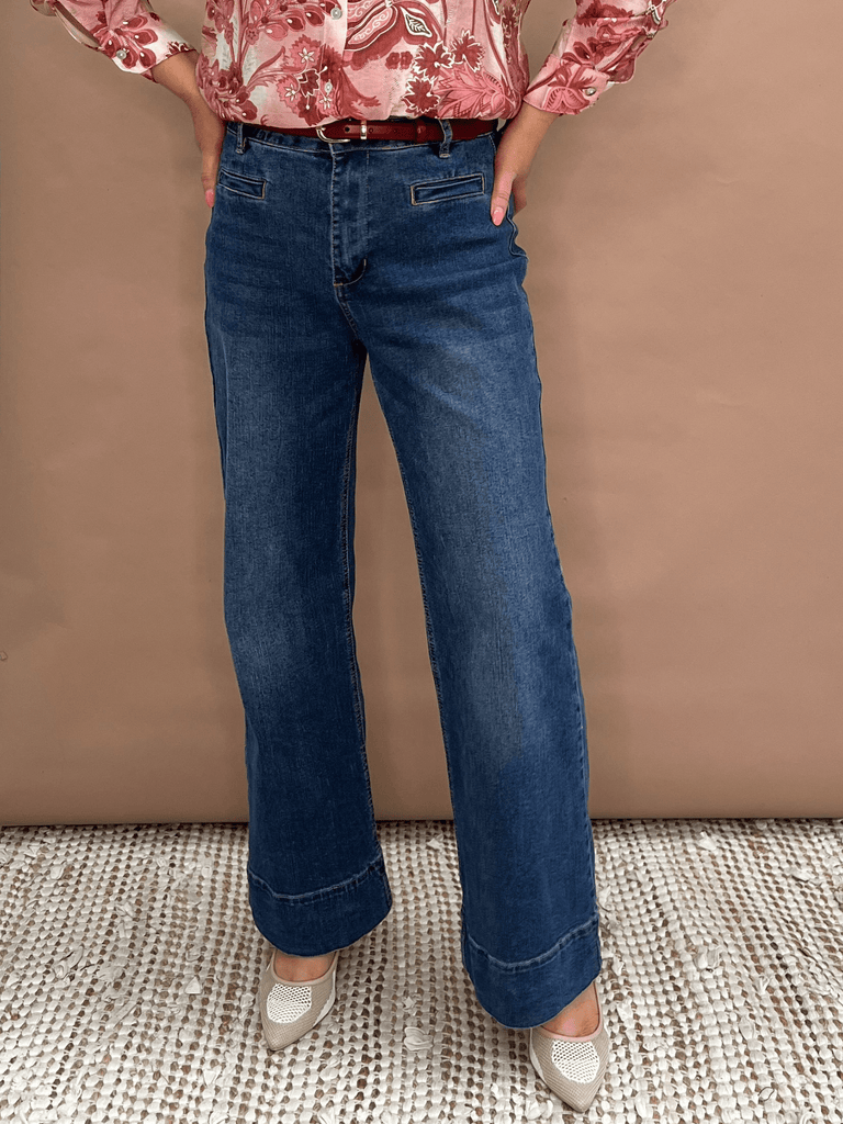 Georgia High Rise Wide Leg Jean - Denim - RC & Co