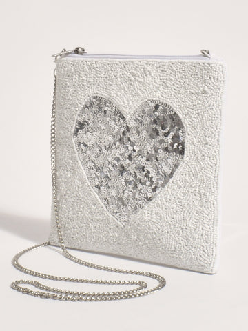 Heart Centre Clutch - White - RC & Co