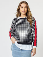 Hope Contrast Print Knit Top - Black/Red