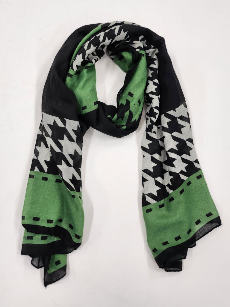 Houndstooth Scarf - Black/Green - RC & Co