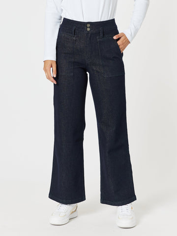 Hudson High Rise Wide Leg Jean - Dark Denim - RC & Co