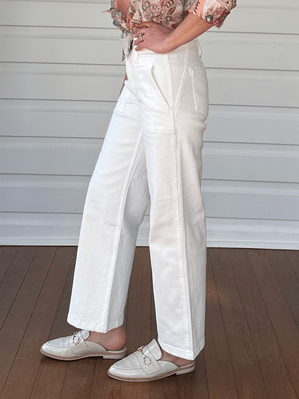 Hudson High Rise Wide Leg Jean - Ivory - RC & Co