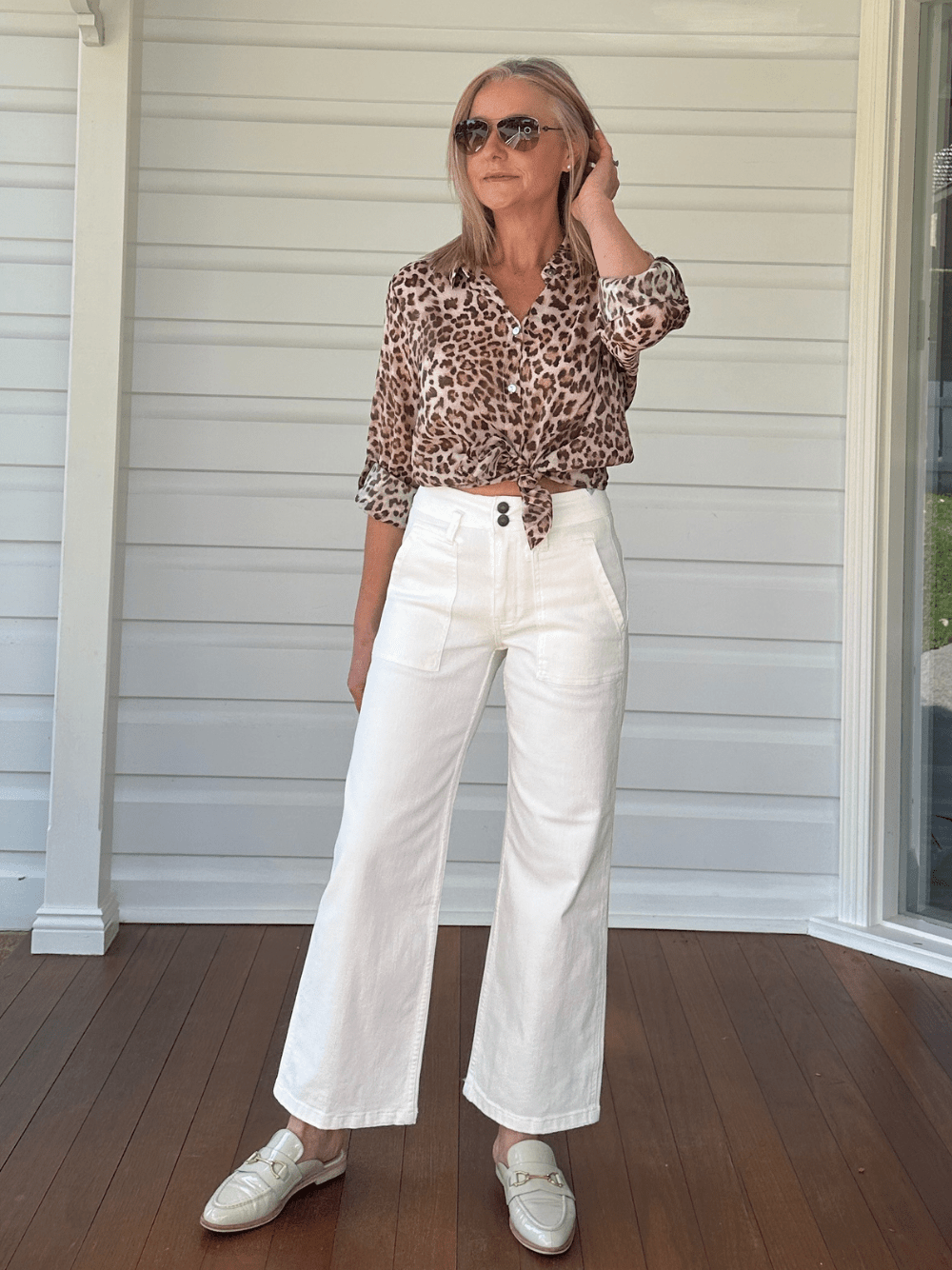 Hudson High Rise Wide Leg Jean - Ivory - RC & Co