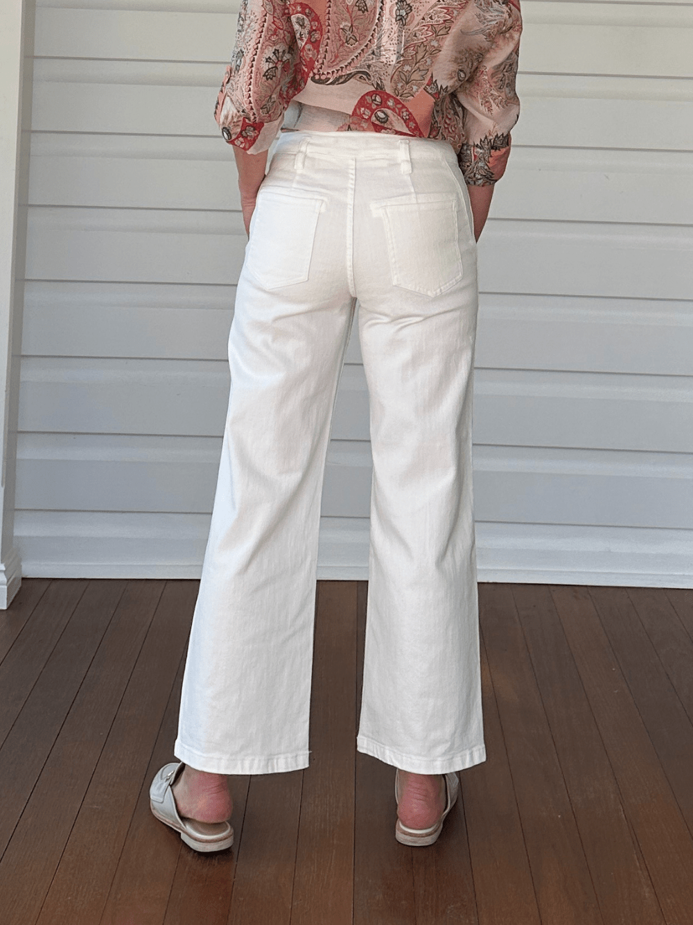 Hudson High Rise Wide Leg Jean - Ivory - RC & Co