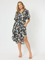 Ivy Floral Print Dress - Black