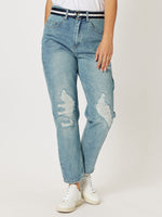 Ivy Ripped High Rise Relaxed Mom Jean - Denim