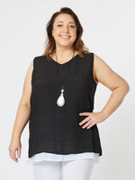 Kamari V - Neck Tank Top - Black/White