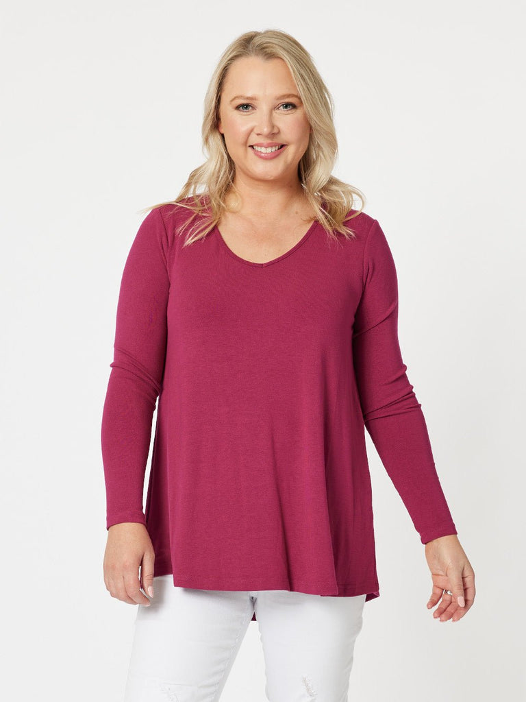 Keely Long Sleeve Top - Magenta - RC & Co