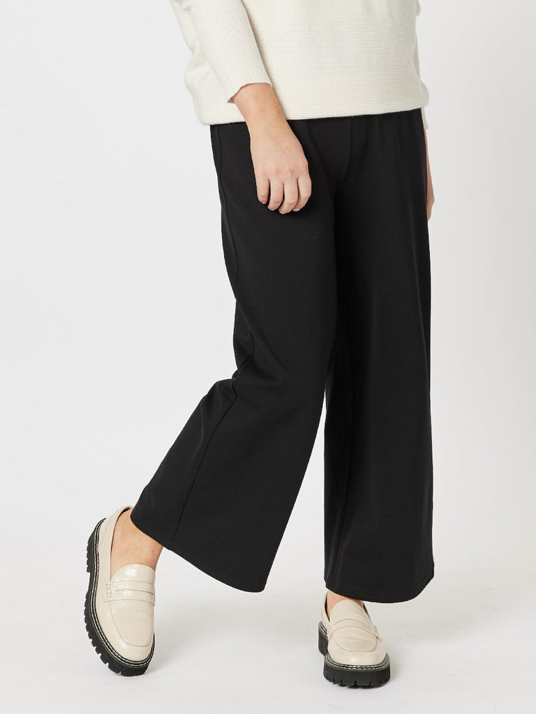 Kimmy Ponte Wide Leg Pant - Black - RC & Co