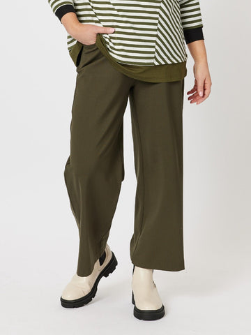 Kimmy Ponte Wide Leg Pant - Khaki - RC & Co