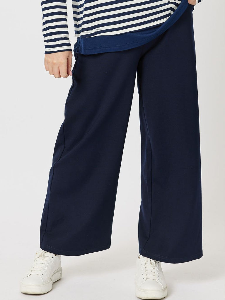 Kimmy Ponte Wide Leg Pant - Navy - RC & Co